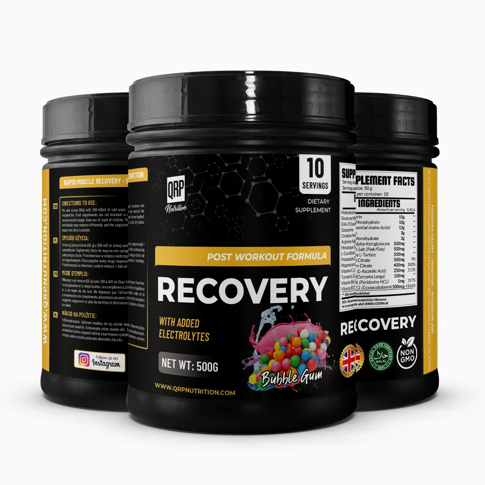 QRP Nutrition Recovery Post-Workout 500g with EAAs, glutamine, and creatine